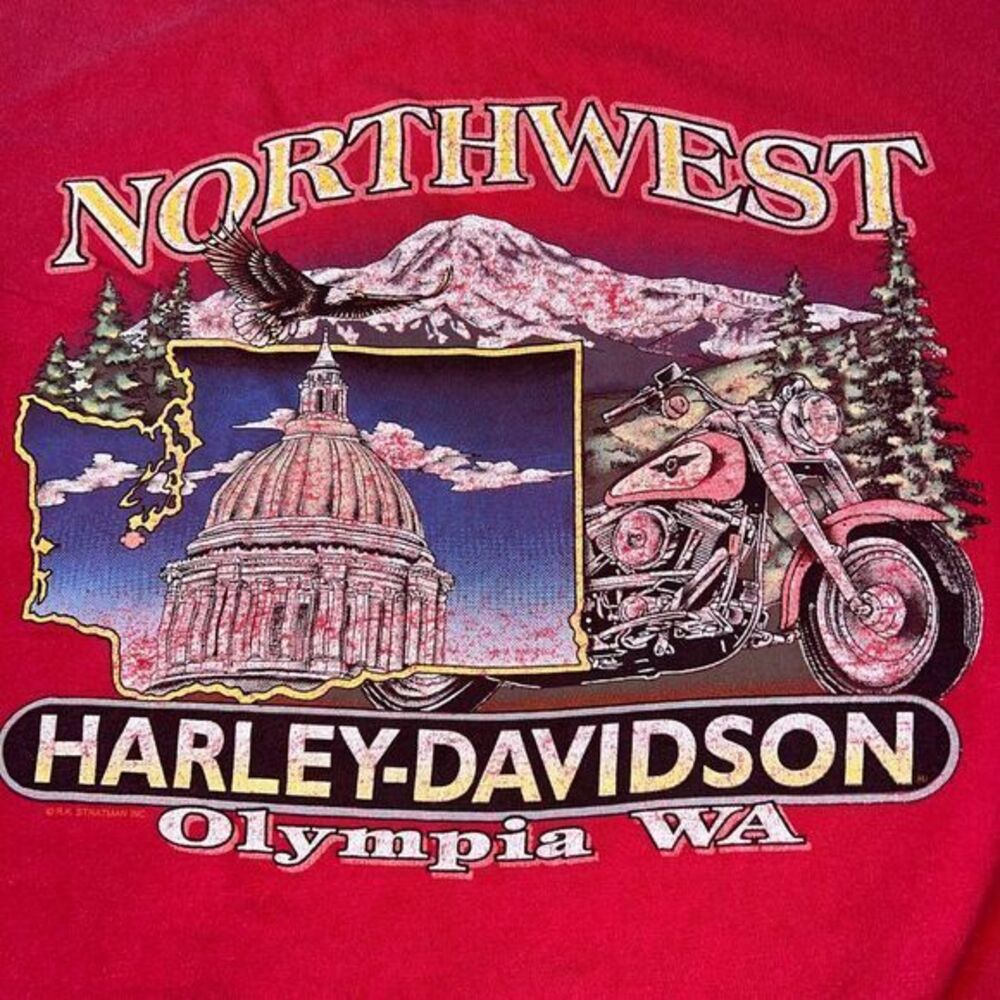 Harley-Davidson Motorcycles Vintage T-Shirt Northwest Olympia WA Large